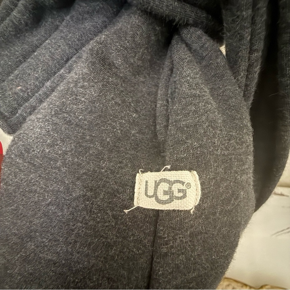 UGG Brunswick Fleece Robe Mens Large Charcoal Shawl Collar Belted Soft Lounge - Picture 6 of 9